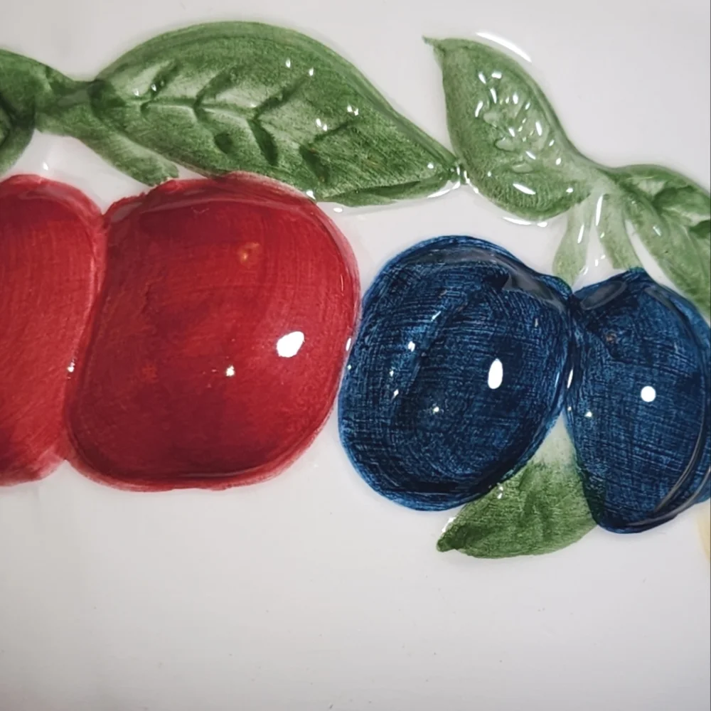 Vintage Lillian Vernon Colorful Fruit Accented White Lidded Ceramic Bowl 5